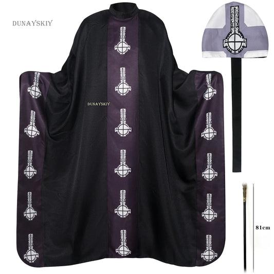 Medieval Papa Cape Emeritus Costume Middle Ages Black Cloak with Hat Full Set for Adult - cane / XXL