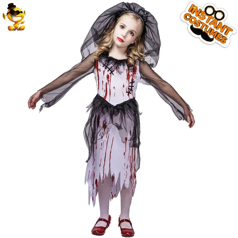Halloween Horror Blood Stained Little Girl Ghost Bride Costume Cosplay Stage Play Party Costume Anime Cosplay