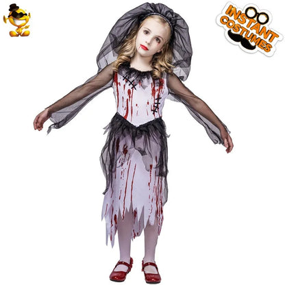 Halloween Horror Blood Stained Little Girl Ghost Bride Costume Cosplay Stage Play Party Costume Anime Cosplay