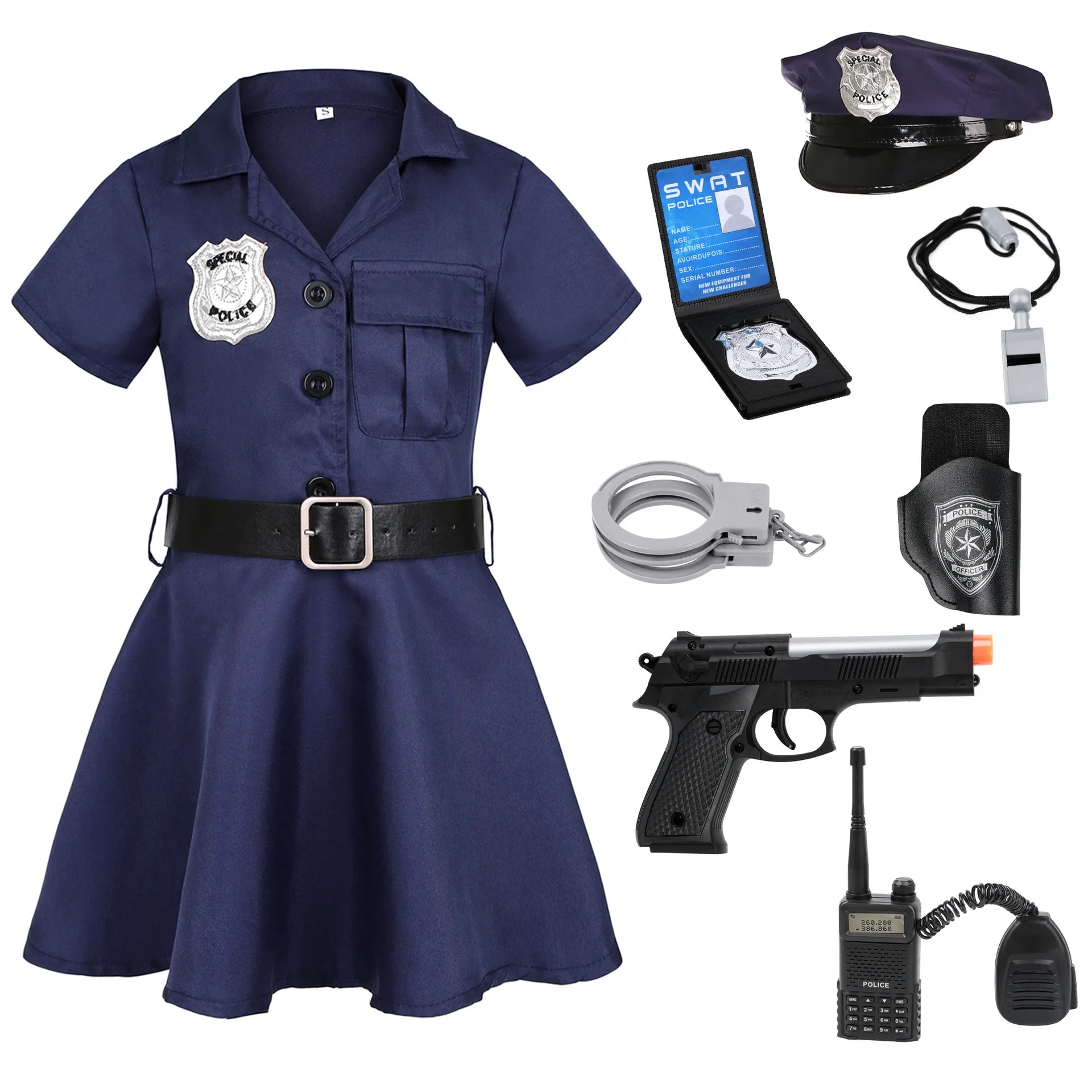 Women's Police Officer Halloween Costume Dress - Blue 3-4 years old