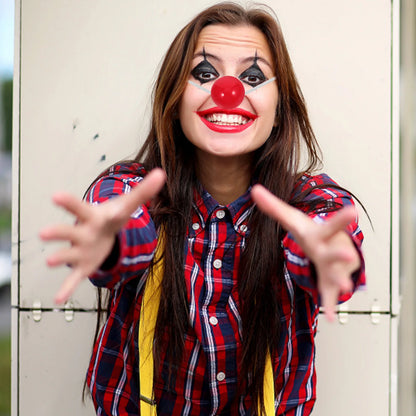 Red Light Up Clown Nose Flashing Blinking Glowing Nose Prop for Halloween Circus Costume - View 5