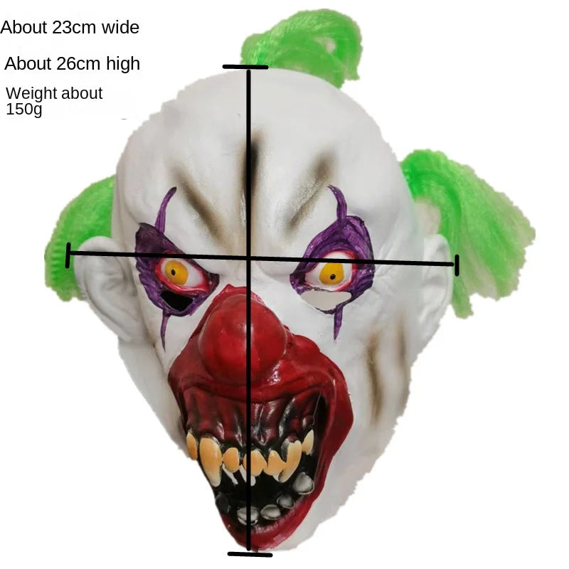 Zawaland Halloween Scary Clown Mask Green Hair Sharp Teeth Horror Costume Prop Costume - View 6
