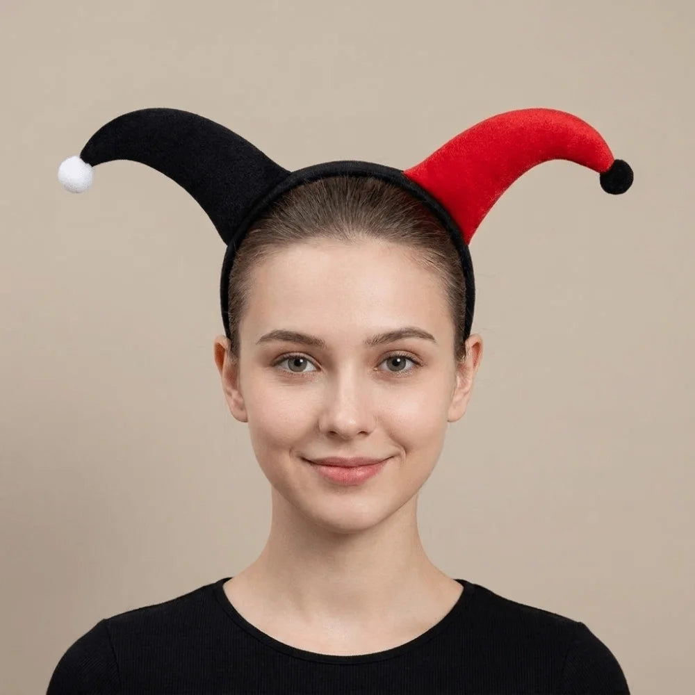 Cute Clown Headband Flexible Colorful Style Costume Hairbands Lightweight Hair Accessories - Red White