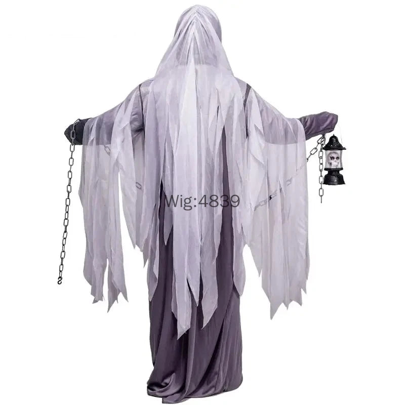 Halloween Grim Reaper Cosplay Costume Holiday Party Outfit No Face Horror Ghost Performance Robe Terrifying - product image 2
