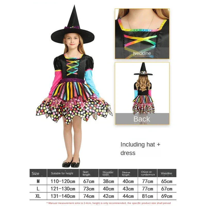 Child's Kids Halloween Vampire Witch Costumes for Girls Dress Up Costume Props - 6 / L