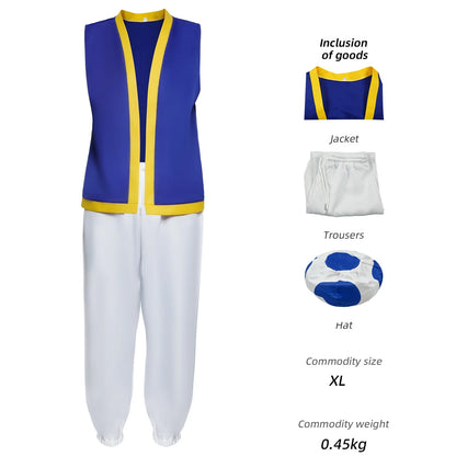 Men Super Bros Toad Costume Adult Halloween Outfit Sleeveless Vest White Pants with - GRAY / XXXL