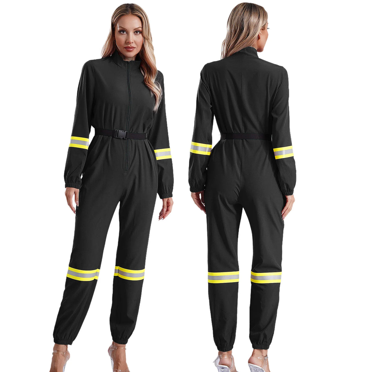 Women's Firefighter Halloween Costume Jumpsuit with Belt