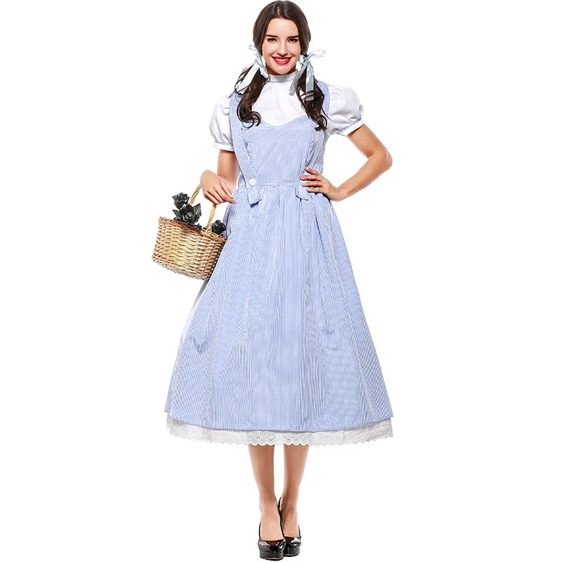 Halloween Costume Fairy Tale the Wizard of Oz Actress Dorothy Alice Dress - WHITE / M