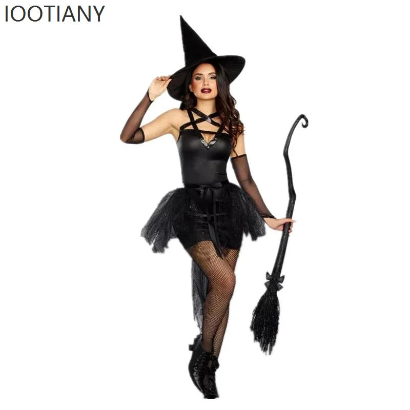 Halloween Adult Women's Gothic Black Witch Dress Costume Holiday Party Wizard Nightclub Masquerade Cosplay - product image 9