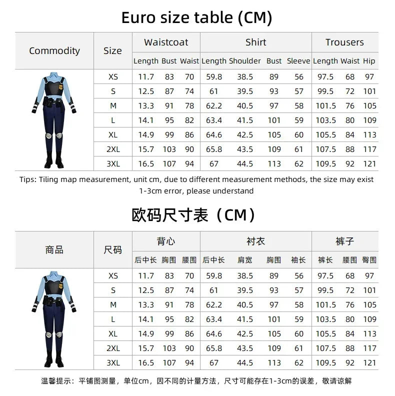 2026dy Hopps Halloween Anime Costume Zootopia Adult Child Uniform Polices Uniform Mujer - 120 / costume