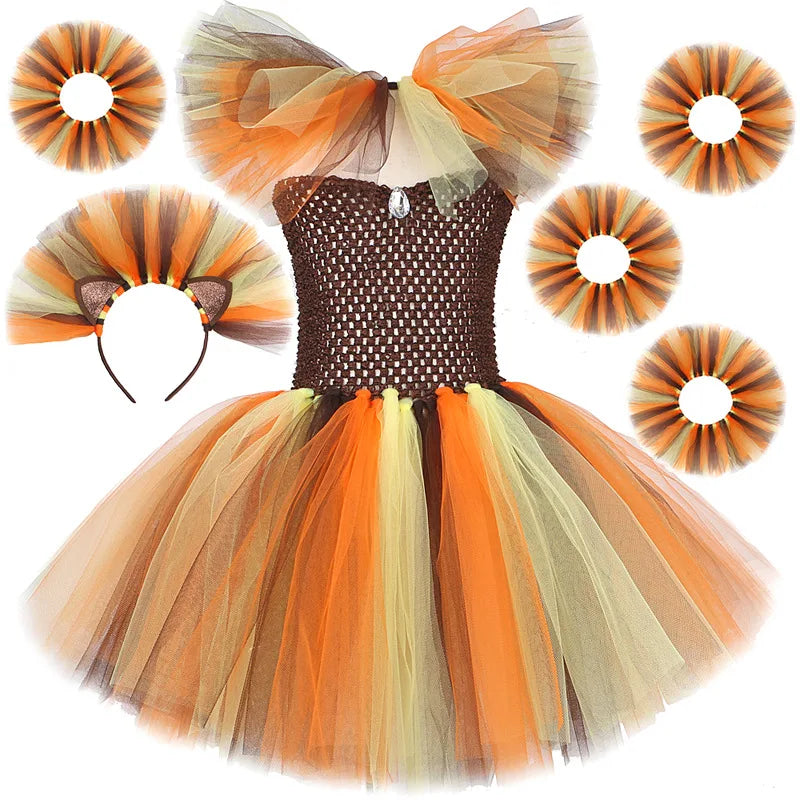 Girls Lion Tutu Halloween Costume