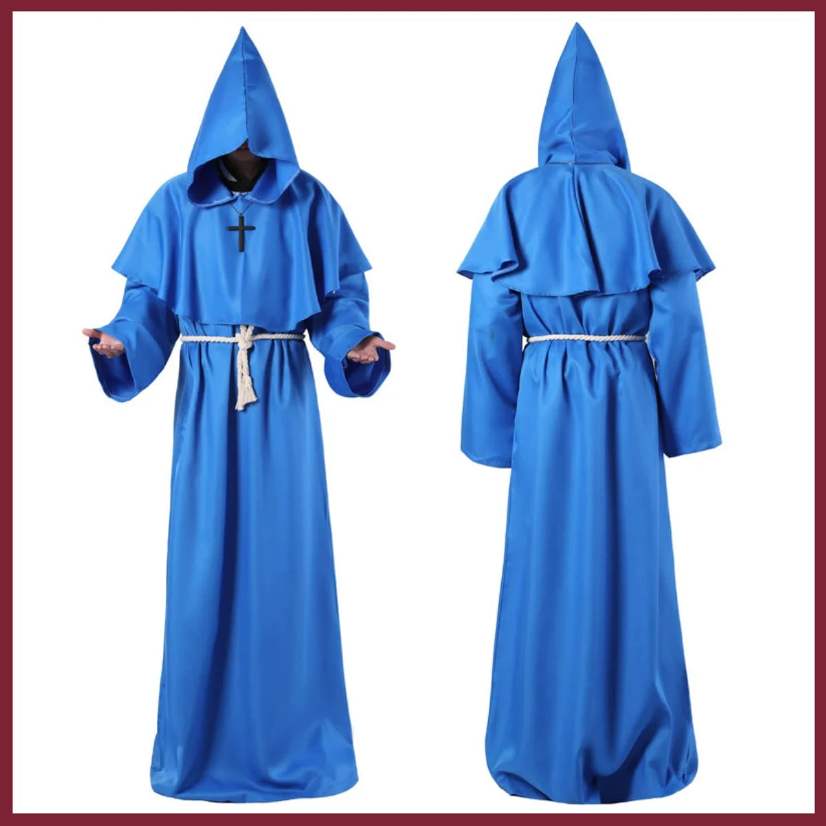Adult Wizard Middle Ages Christian Monk Friar Priest Hooded Costume - alternate view 4