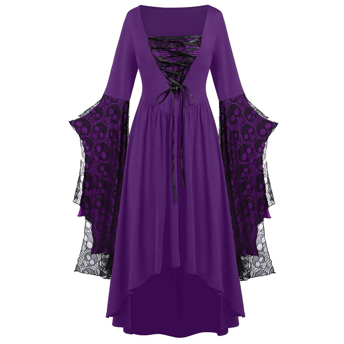Gothic Dresses Women Vintage Witch Vampire Dress Dresses Up Carnival Dress Trumpet