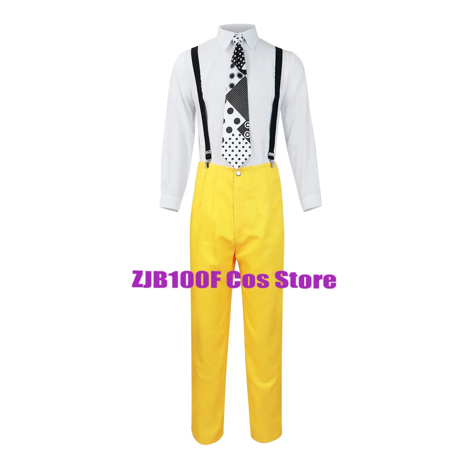 Carrey Costume Uniform Anime Costumes Yellow Trench Hat Suit Halloween Jim Clown Outfits - only mask / L
