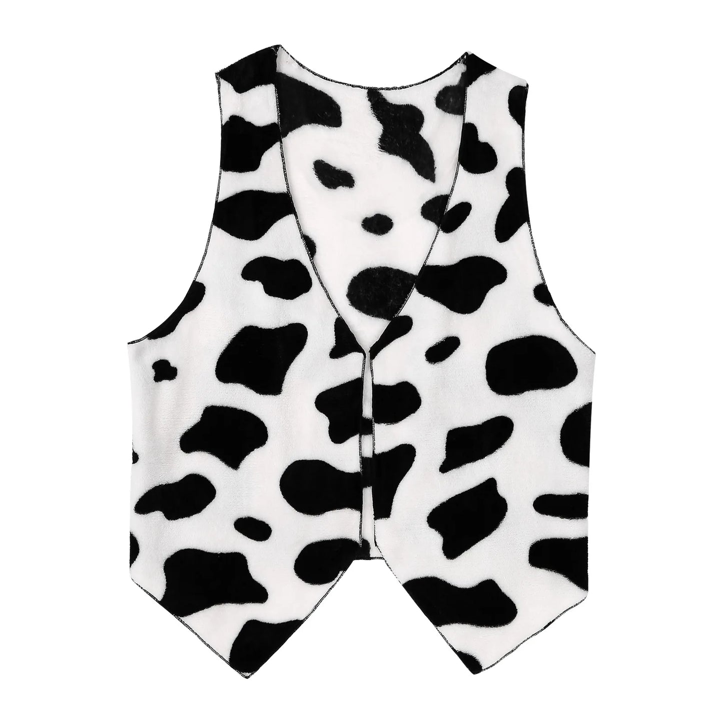 Men's Cowboy Western Cow Printed Flannel Waistcoat Hat Costume - alternate view 3