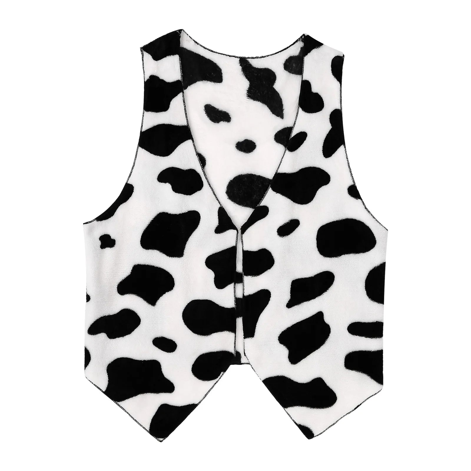 Men's Cowboy Western Cow Printed Flannel Waistcoat Hat Costume - alternate view 3