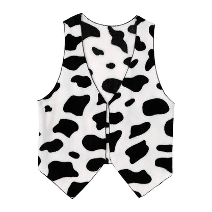 Men's Cowboy Western Cow Printed Flannel Waistcoat Hat Costume - alternate view 3