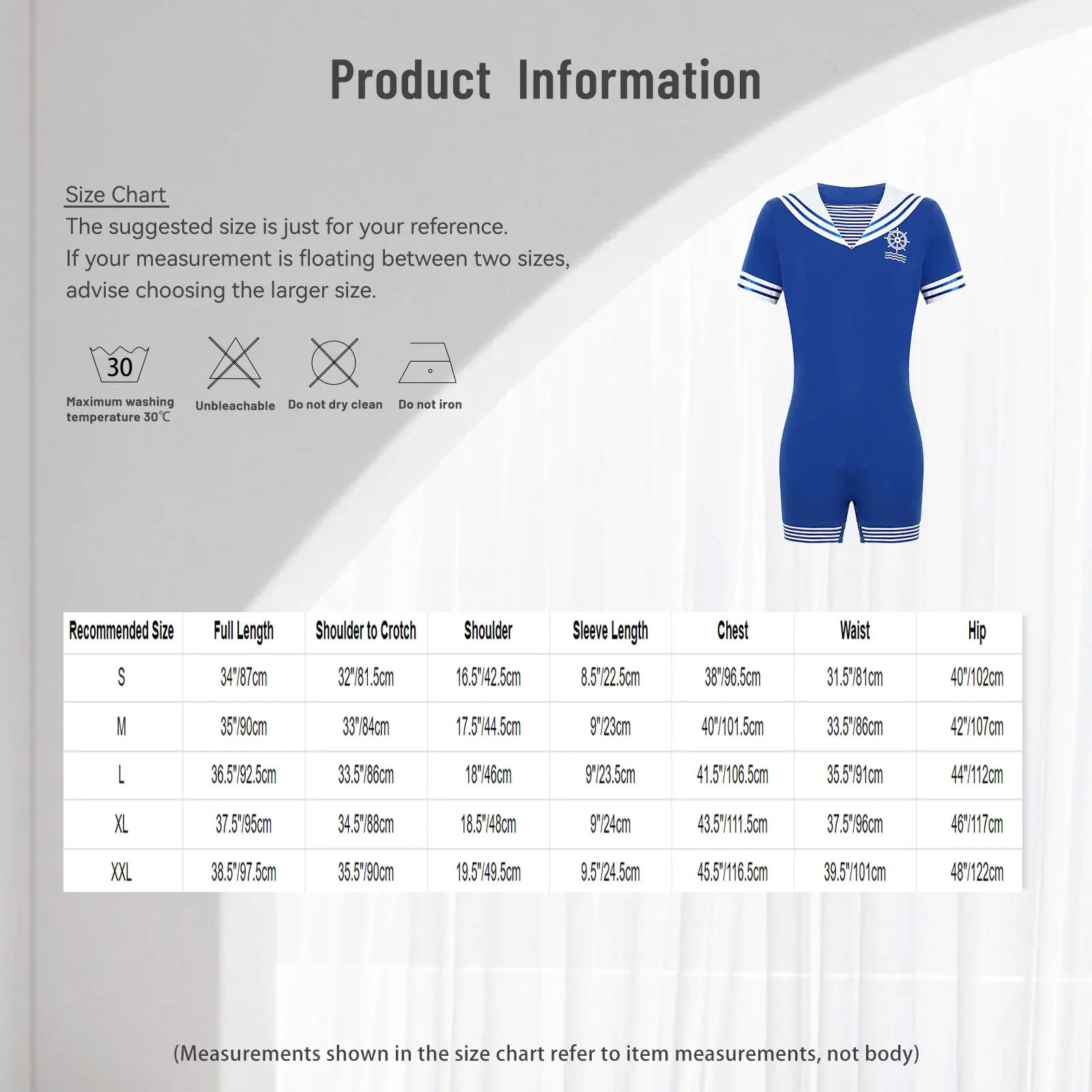 Men Navy Collar Rompers for Halloween Sailor Costume Short Sleeve Press Buttons Crotch - White / XL