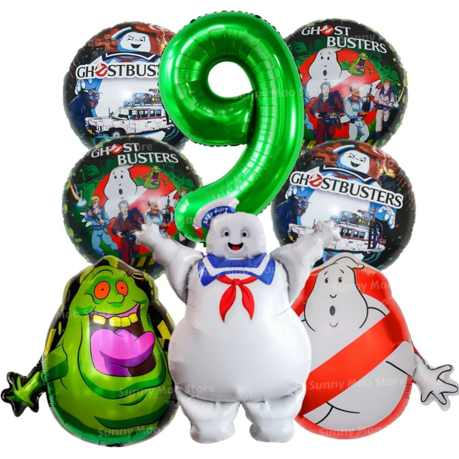 8Pcs paranormal ghost hunter Balloons Set Catch Ghost Balloon 32inch Green Number Balloon for Kids 1-9th Birthday Party - product image 8