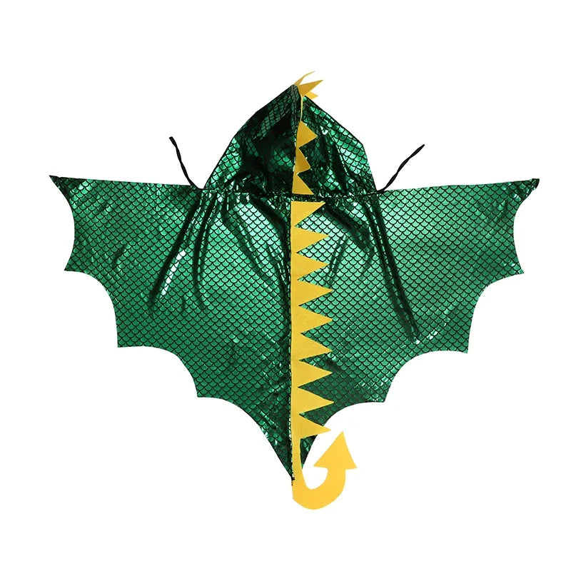Unisex Green Dinosaur Cape Dragon Hooded Cloak Costumes Fancy Cloak Role Play