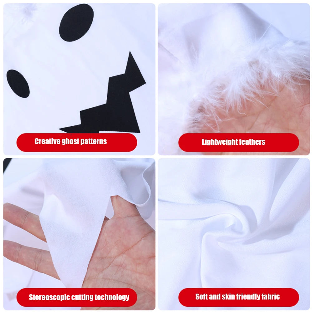Child Boy Girl Cute White Ghost Demon Glow In The Dark Cape Costume Kids Fancy Dress