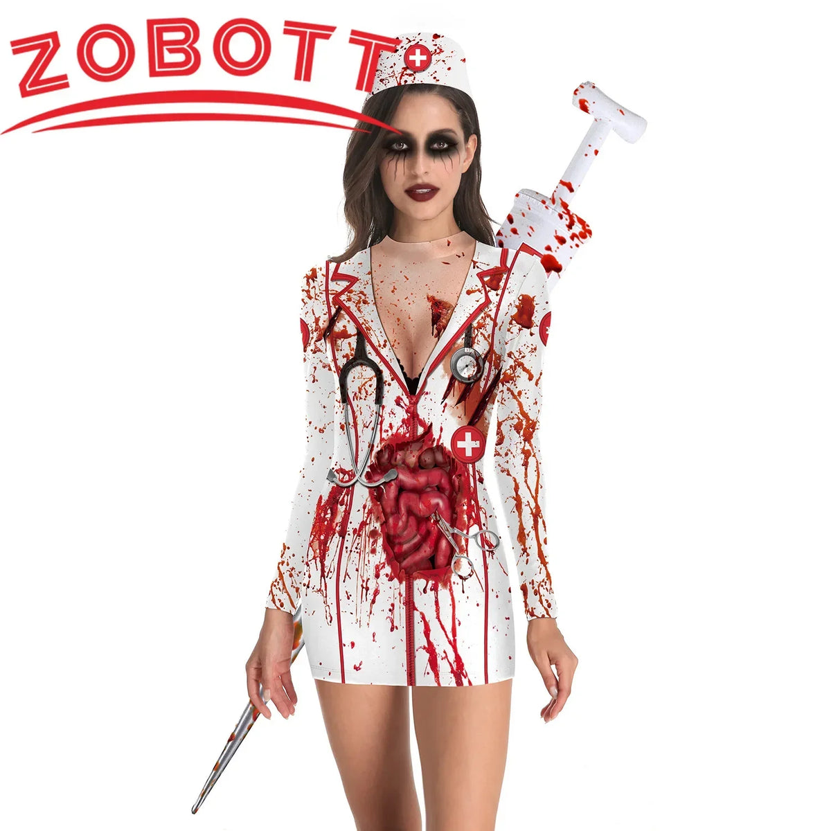 Women's Bloody Nurse Costume or Stockings – Halloween Horror