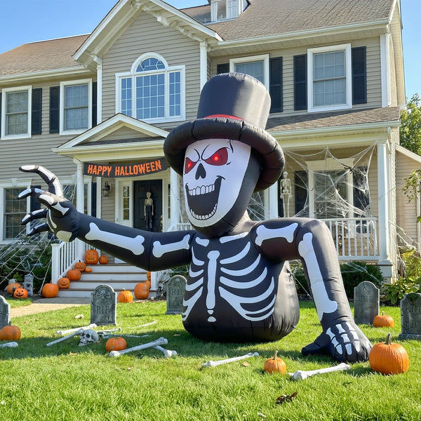 10FT Inflatable Halloween Skeleton Decoration Spooky Half-Body Skull Garden Outdoor Decor for Yard Festive - product image 1