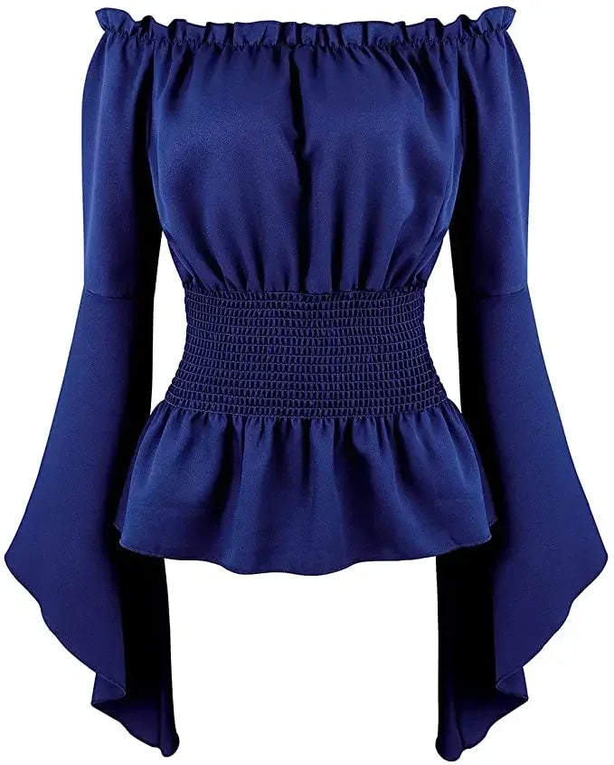Pirate Blouse Women Medieval Peasant Costume Off Shoulder Sleeves Shirt Steampunk