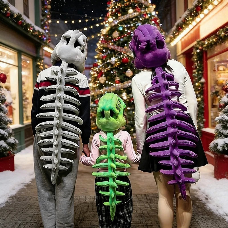 Dinosaur Skeleton Funny Headgear Plush Hat Male Cosplay Doll Funny Skeleton Gray Purple Grass Green Halloween - product image 6