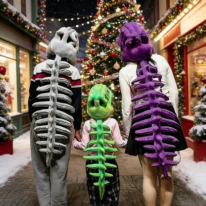 Dinosaur Skeleton Funny Headgear Plush Hat Male Cosplay Doll Funny Skeleton Gray Purple Grass Green Halloween - product image 6
