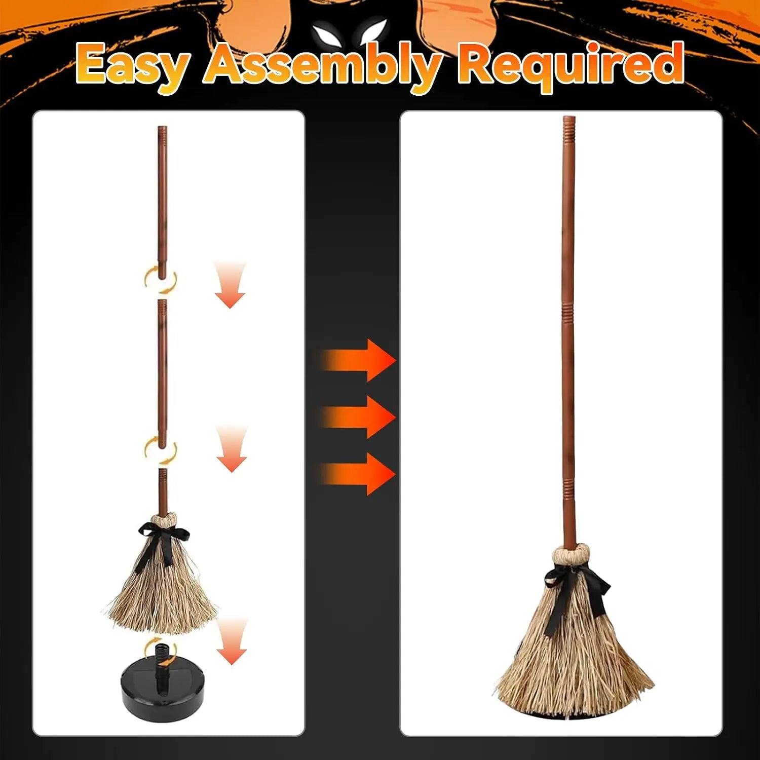 Halloween Floating Witch Broom with Witch Hat Haunted Dancing Moving Prop - product image 4