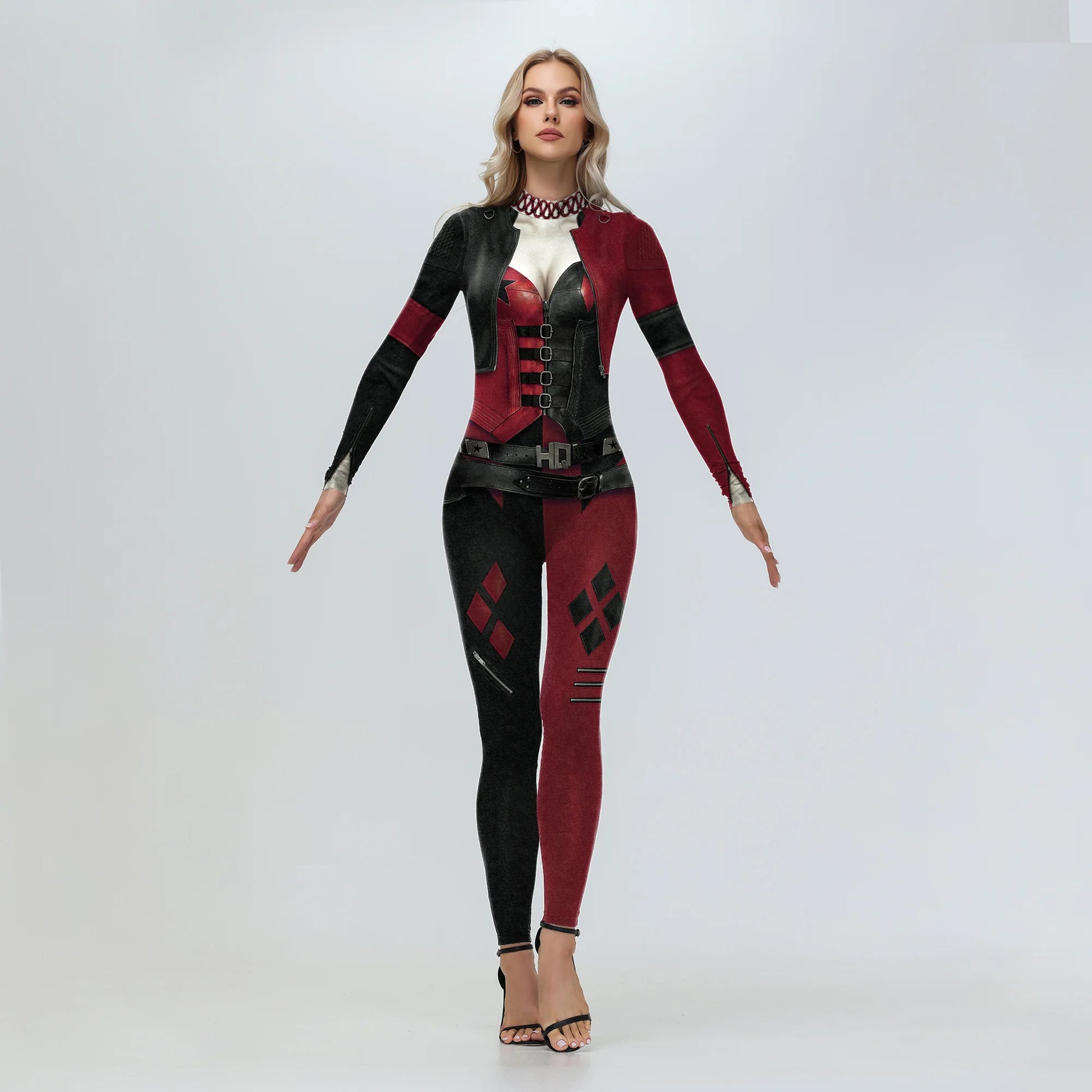 Halloween Adult Women's Digital Printing Suit Skeleton Sexy Slim Fit Long Sleeve - Discount Halloween City