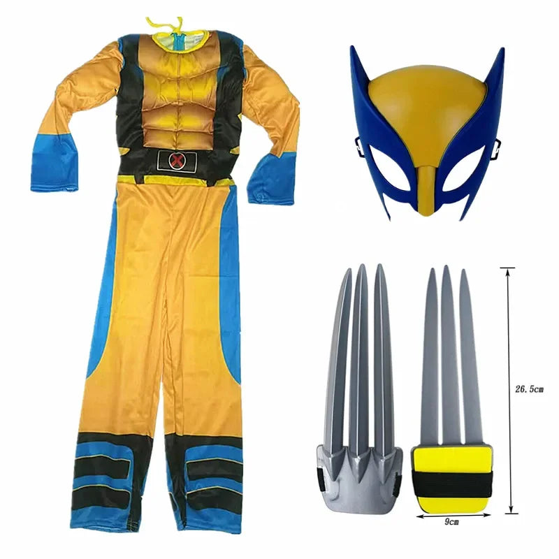 Wolverine Kids' Deluxe Halloween Jumpsuit Costume with Mask