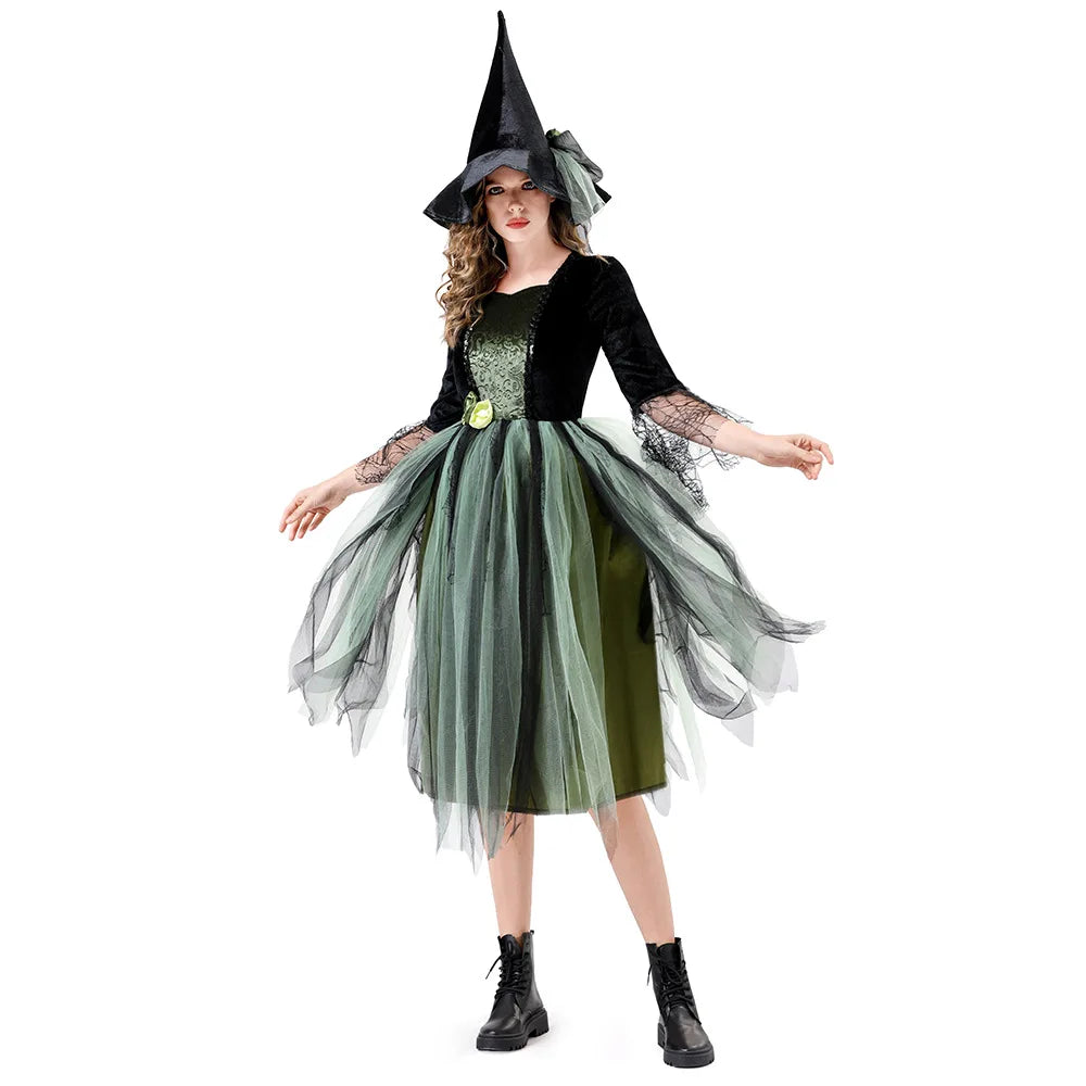 Gothic Dark Witch Outfit For Women Layered Tulle Skirt Halloween Carnival Daily Stage Character Cosplay - product image 6