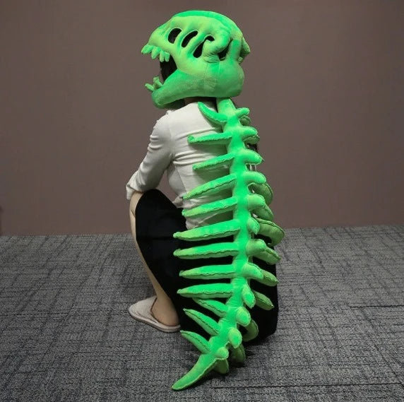 Dinosaur Skeleton Funny Headgear Plush Hat Male Cosplay Doll Funny Skeleton Gray Purple Grass Green Halloween - product image 7