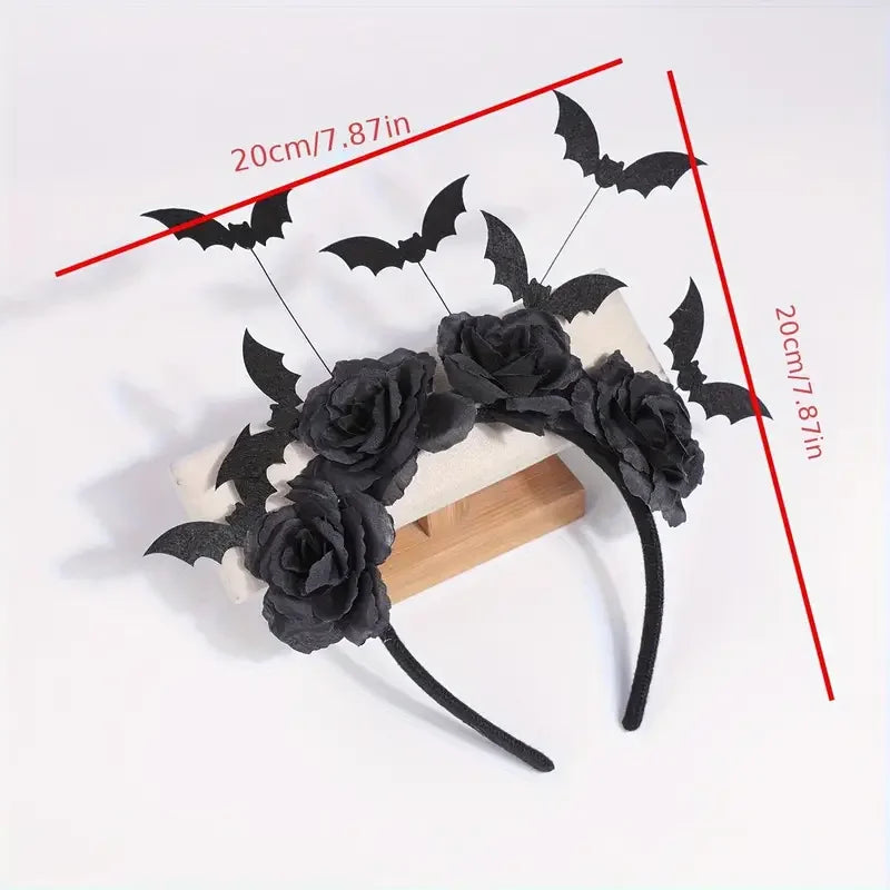 1 Halloween party headband - cute witch hat with black artificial flowers - product image 4