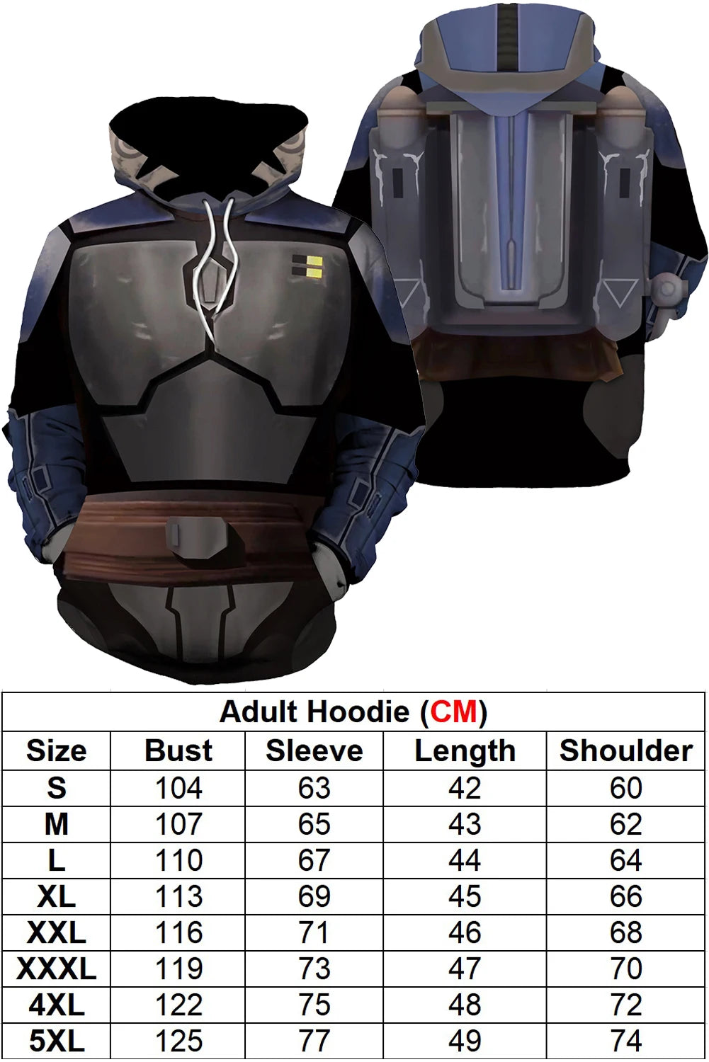 Din Djarin Costume Adult Kids Battle Armor Printed Hoodie Pant Movie Space Bounty Hunter - Adult Suit C / L