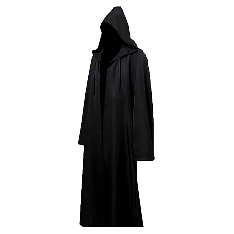 Shirt Hooded Black Robe Halloween Cloak Costume Adults and Scary Ghost Play Cloak Robe - Navy Blue / 135