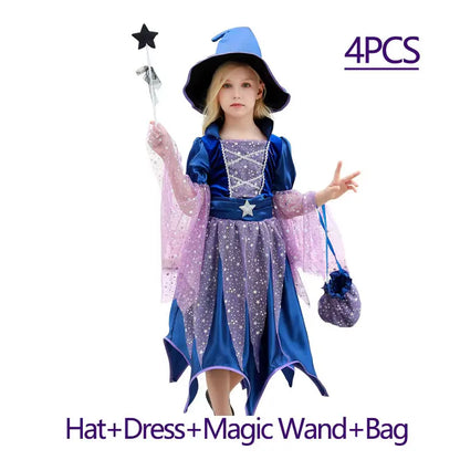 Halloween Costume for Girls Dress Scarlet Witch Vampire Devil Ghost Bat Dress Up Kids - B / 3Y (Size 110)