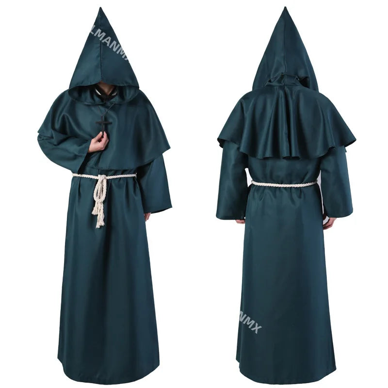 Halloween Men Medieval Monk Robes Monk Costumes Wizard Costumes Priest Costumes Costume - black / M