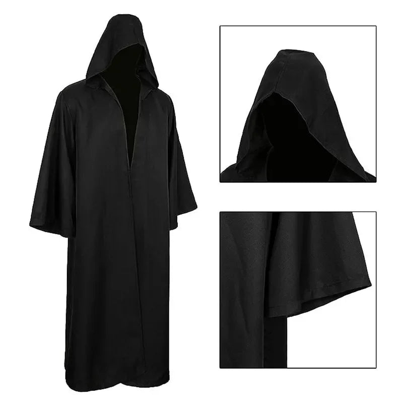 Shirt Hooded Black Robe Halloween Cloak Costume Adults and Scary Ghost Play Cloak Robe - Navy Blue / M
