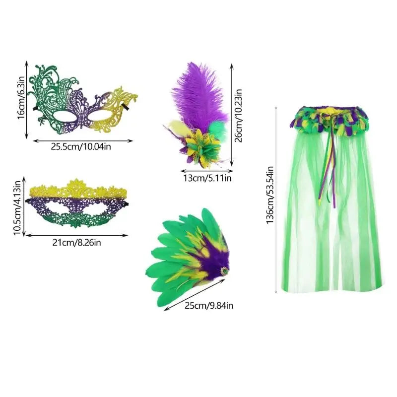 39BB Mardi Gras Accessories Shawl Lace Masquerades Mask - alternate view 6