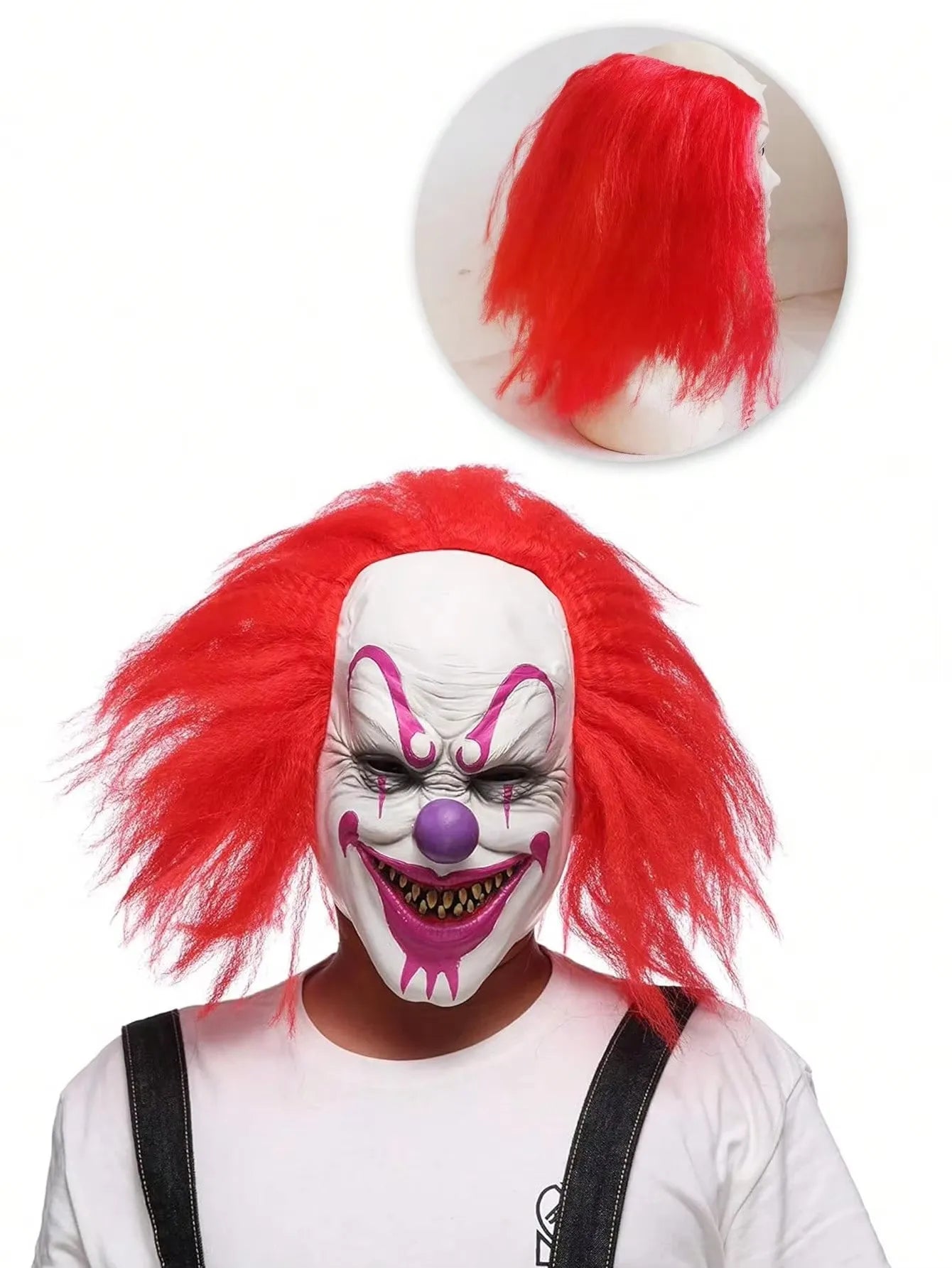 1pc Terrifying Bald Clown Red Wig Halloween Clown Style Wig Halloween Night Scary Prop - B / 1PC
