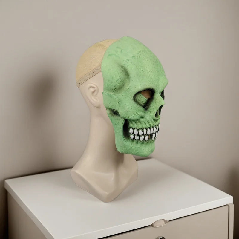 Horror Face Skeleton Mask Adult Demon Evil Zombie Glow The Dark Ghost Costume Scary Halloween Prop Green - product image 2