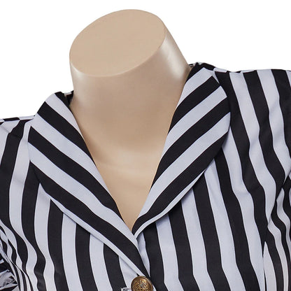 Women's Gothic Steampunk Coat Striped Lapel Collar Jacket Victorian Costume - alternate view 6