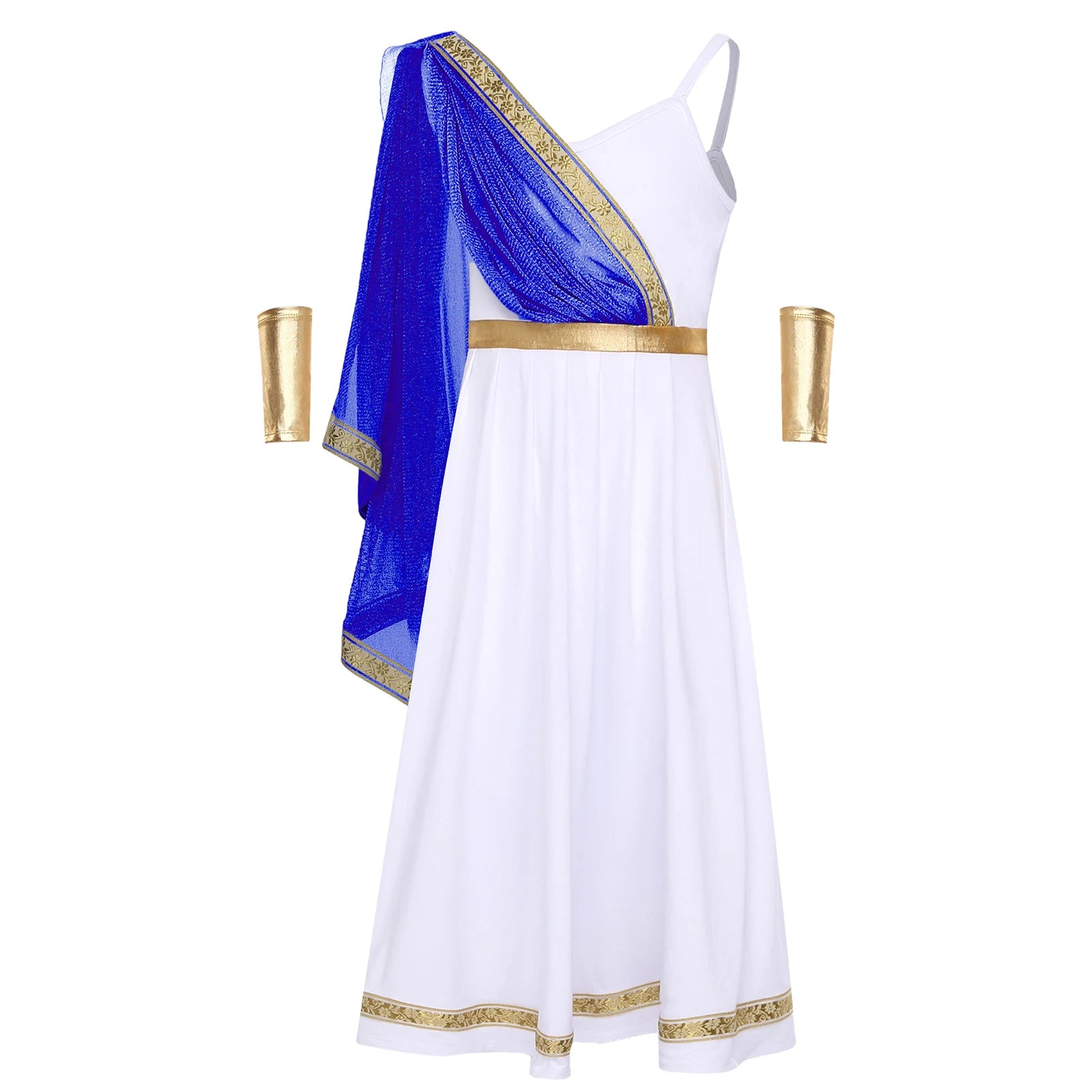 Kids Girls Ancient Greek Princess Costume Cosplay Party Dress High Waist Cami Dress Halloween Carnival Dress - product image 12