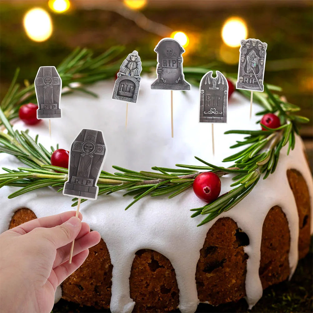 12pcs Tombstone Halloween Picks Halloween Party Cake Tombstones Decorations Tombstones Cupcake Picks - product image 5