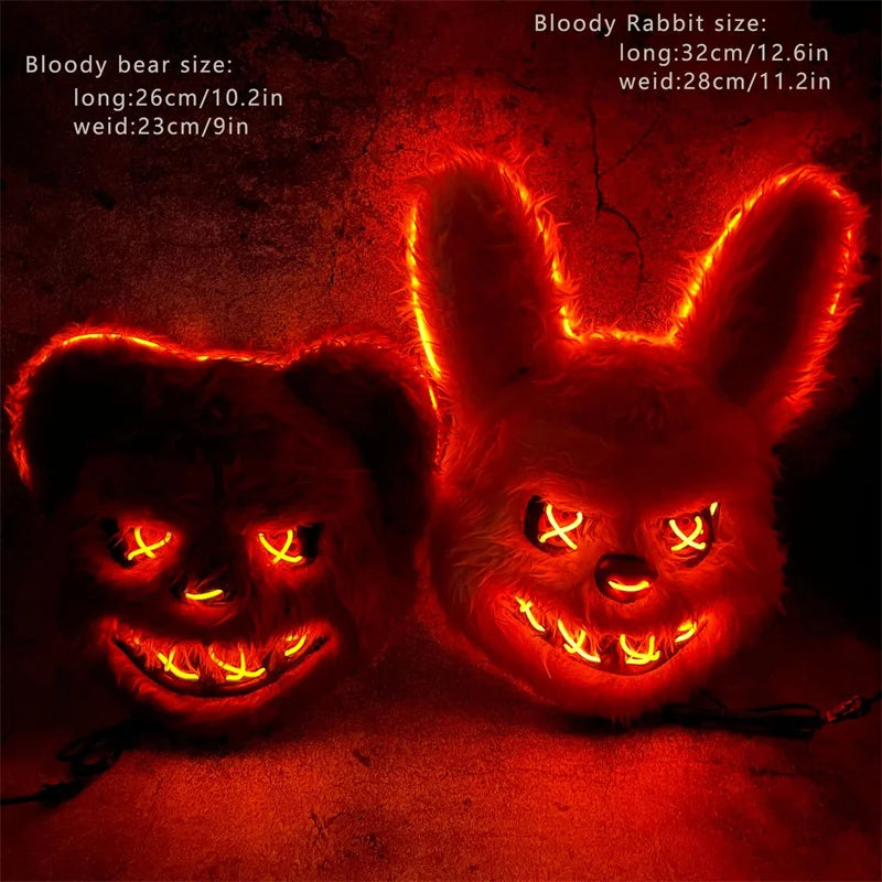 Luminous Rabbit ro Bear Cos Props LED Dance Scary Creative Cartoon Animal Mask - alternate view 5