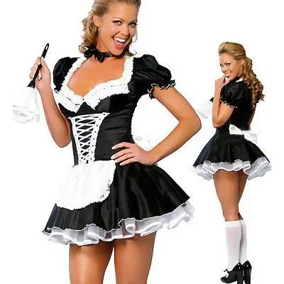 Women's Plus Size S-6XL Sexy Exotic Apparel S-6XL Maid Late Nite French Costume - alternate view 2