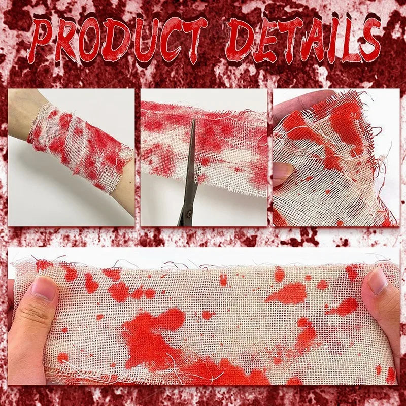 10/15M Halloween Bloody Cloth Strips Blood Gauze Bandage Haunted House Secret - product image 3
